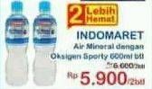 Promo Harga Indomaret Air Minum Dengan Oksigen Sporty 600 ml - Indomaret