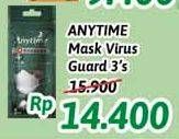 Promo Harga ANYTIME Mask VirusGuard Earloop 3 pcs - Alfamidi
