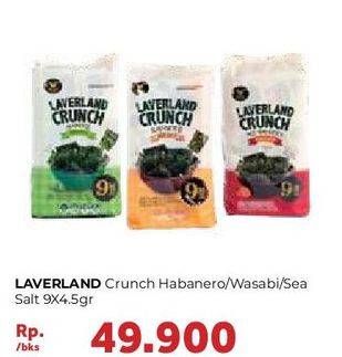 Promo Harga MANJUN Laverland Crunch Habanero, Wasabi, Sea Salt per 9 pcs 4 gr - Carrefour