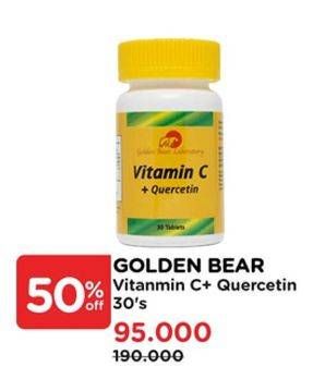 Promo Harga Golden Bear Vitamin C + Quercetin 30 pcs - Watsons