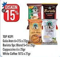Promo Harga TOP COFFEE Gula Aren 9x22g / Barista Special Blend 10x25gr / Cappuccino 6x25gr / White Coffee 10x21gr  - Hypermart