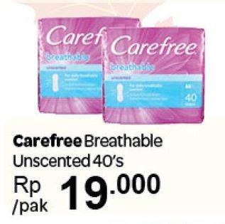 Promo Harga CAREFREE Breathable Unscented 40 pcs - Carrefour