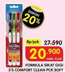 Promo Harga Formula Sikat Gigi Comfort Clean Soft 3 pcs - Superindo
