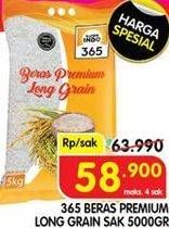 Promo Harga 365 Beras Premium Long Grain 5000 gr - Superindo