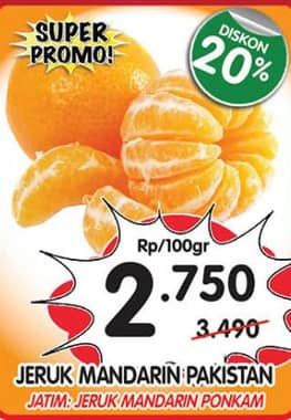 Promo Harga Jeruk Mandarin Pakistan per 100 gr - Superindo