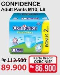 Promo Harga Confidence Adult Diapers Pants L8+2, M10+2 10 pcs - Alfamart