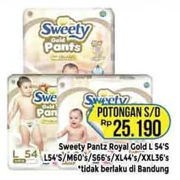Promo Harga Sweety Gold Pants L54, M60, S66, XL44, XXL36 36 pcs - Hypermart