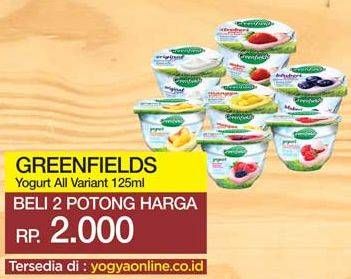 Promo Harga GREENFIELDS Yogurt All Variants 125 gr - Yogya
