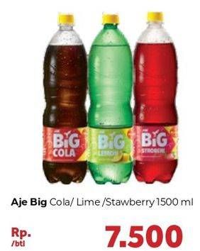 Promo Harga AJE BIG COLA Minuman Soda Lime, Cola, Strawberry 1500 ml - Carrefour