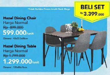 Promo Harga HAZEL Dining Table + Chair Set  - Carrefour