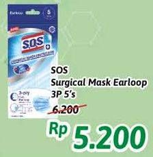 Promo Harga SOS Surgical Mask Earloop 3p 5 pcs - Alfamidi