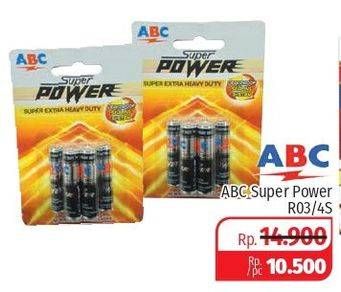 Promo Harga ABC Battery Super Power R03 Trypack 4 pcs - Lotte Grosir
