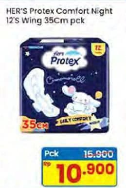 Promo Harga Hers Protex Comfort Night Wing 35cm 12 pcs - Indomaret