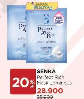 Promo Harga SENKA Perfect Aqua Rich Mask Luminous Moist Mask 25 ml - Watsons