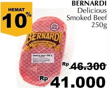 Promo Harga BERNARDI Smoked Beef 250 gr - Giant