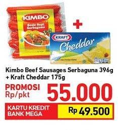 Promo Harga Kimbo Beef Sausages + Kraft Cheedar  - Carrefour