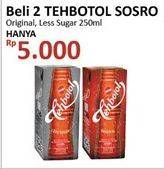 Promo Harga Sosro Teh Botol Original, Less Sugar per 2 pcs 250 ml - Alfamidi
