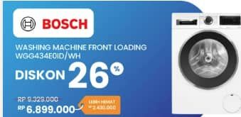 Promo Harga Bosch WGG434E0ID/WH Washing Machine Front Loading 8kg White  - Electronic City