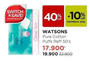 Promo Harga WATSONS Pure Cotton Puff 50 pcs - Watsons