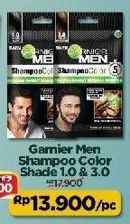 Promo Harga Garnier Men Shampoo Color Coklat Kehitaman, Hitam Alami 10 ml - Alfamart