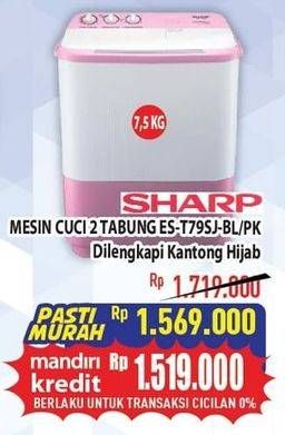 Promo Harga Sharp ES-T79SJ-BL/PK | Washing Machine Twin Tube 7.5kg  - Hypermart