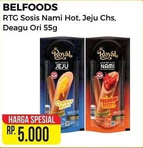 Promo Harga Belfoods Royal Ready to Go Sosis Ayam Ayam Jeju Keju, Nami Pedas 55 gr - Alfamart