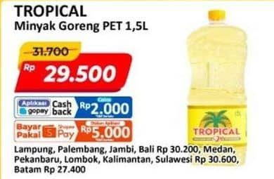 Promo Harga Tropical Minyak Goreng 1500 ml - Alfamart