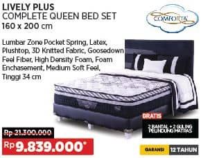 Promo Harga Comforta Lively Plus Complete Queen Bed Set 160 X 200 Cm  - COURTS