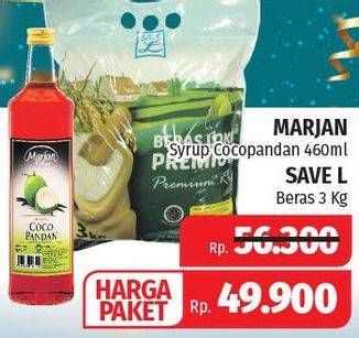 Promo Harga MARJAN Syrup Cocopandan 460ml + SAVE L Beras 3 Kg  - Lotte Grosir