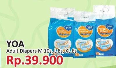 Promo Harga YOA Adult Diapers L8, M10, XL6 6 pcs - Yogya