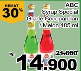 Promo Harga ABC Syrup Special Grade Melon, Coco Pandan 485 ml - Giant