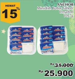 Promo Harga ANCHOR Butter Salted, Unsalted per 10 pcs 7 gr - Giant
