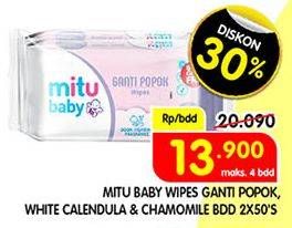 Promo Harga MITU Baby Wipes White With Calendula Chamomile 50 pcs - Superindo
