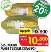 Promo Harga 365 Jagung Manis Kupas, Kulit 3 pcs - Superindo