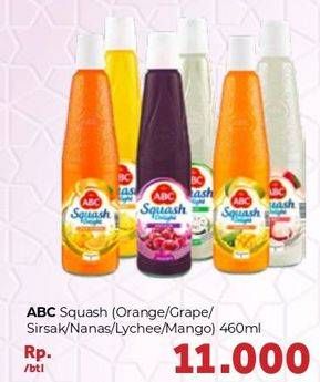 Promo Harga ABC Syrup Squash Delight Jeruk Florida, Anggur, Nanas, Leci, Mangga 460 ml - Carrefour
