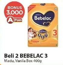 Promo Harga BEBELAC 3 Susu Pertumbuhan Madu, Vanila 400 gr - Alfamart