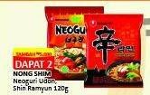 Promo Harga Nongshim Noodle Neoguri Udon, Shin Ramyun Spicy Mushroom, Shin Ramyun Shrimp Flavor 120 gr - Alfamart