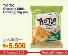 Promo Harga TIC TIC Snack Crunchy Stick Kecuali Garlic / Bawang 70 gr - Indomaret