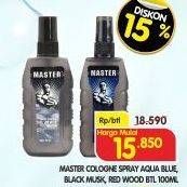 Promo Harga Master Spray Cologne Blue Aqua, Black Musk, Redwood 100 ml - Superindo