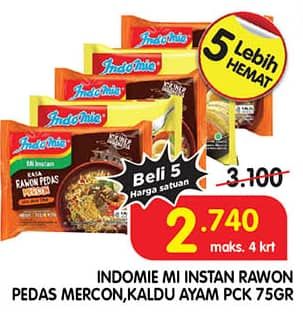 Promo Harga Indomie Mi Kuah Rawon Pedas Mercon, Kaldu Ayam 65 gr - Superindo