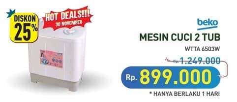 Promo Harga Beko WTTA6503W Mesin Cuci Semi-Otomatis  - Hypermart