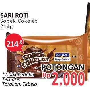 Promo Harga SARI ROTI Manis Sobek Cokelat 216 gr - Alfamidi