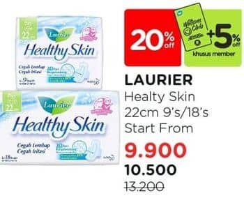 Promo Harga Laurier Healthy Skin Day NonWing 22cm, Day Wing 22cm 9 pcs - Watsons