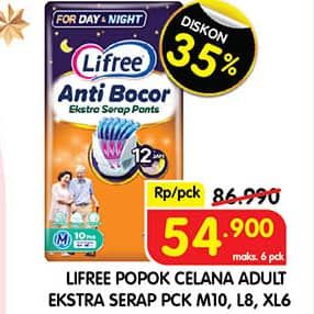 Promo Harga Lifree Popok Celana Ekstra Serap M10, L8, XL6 6 pcs - Superindo