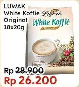 Promo Harga Luwak White Koffie Original per 18 sachet 20 gr - Indomaret