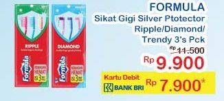 Promo Harga FORMULA Sikat Gigi Silver Pro Diamond Medium, Silver Pro Ripple Soft, Silver Pro Trendy Soft 3 pcs - Indomaret