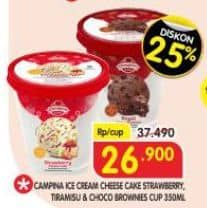 Promo Harga Campina Ice Cream Cake Series Royal Choco Brownies, Strawberry Cheese Cake, Tiramisu 350 ml - Superindo