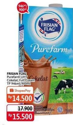 Promo Harga FRISIAN FLAG Susu UHT Purefarm Swiss Chocolate, Full Cream 900 ml - Alfamidi