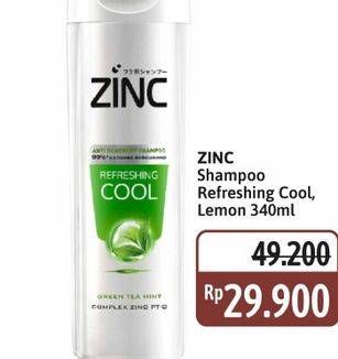 Promo Harga Zinc Shampoo Refreshing Cool, Active Fresh Lemon 340 ml - Alfamidi