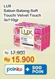 Promo Harga LUX Bar Soap Soft Rose, Velvet Touch per 3 pcs 110 gr - Indomaret
